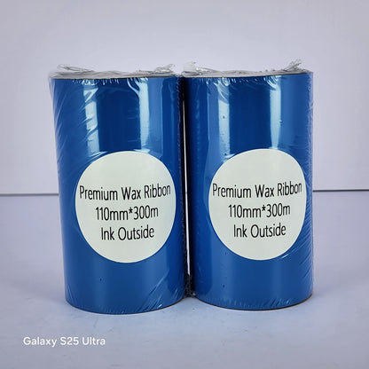 110mm x 300M Premium Wax Thermal Barcode Ribbon Face In