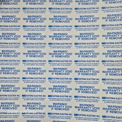30mm(W) x 20mm (H) Destructible Warranty Sticker With Die-Cut with Custom Logo