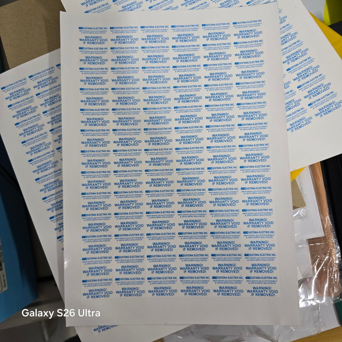 30mm(W) x 20mm (H) Destructible Warranty Sticker With Die-Cut with Custom Logo