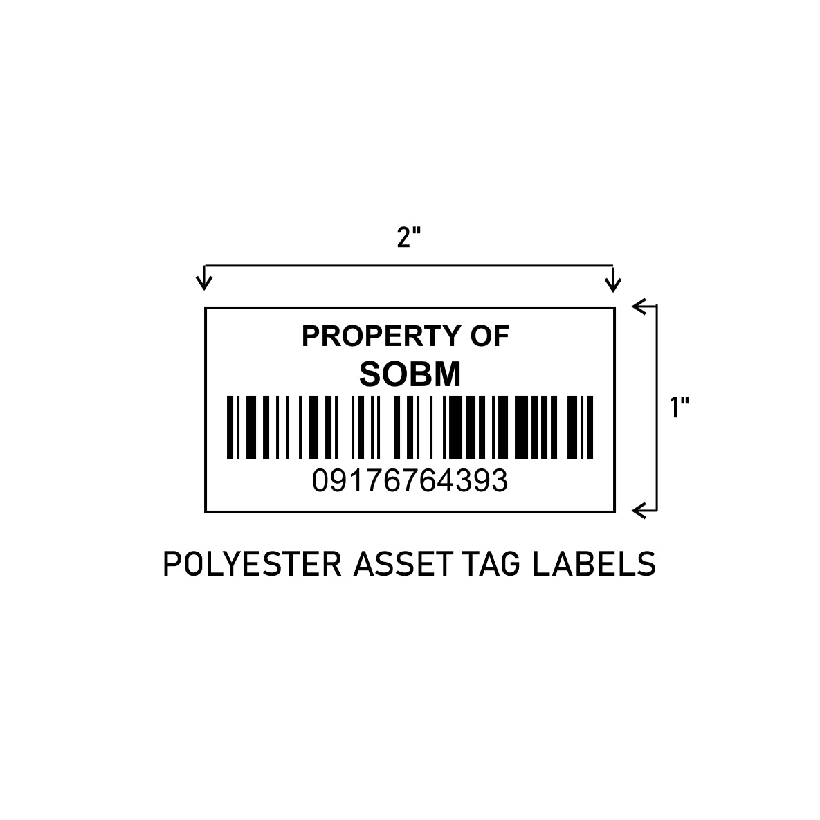 2" (W)  x 1" (H) Printed Property Tag Sticker Label