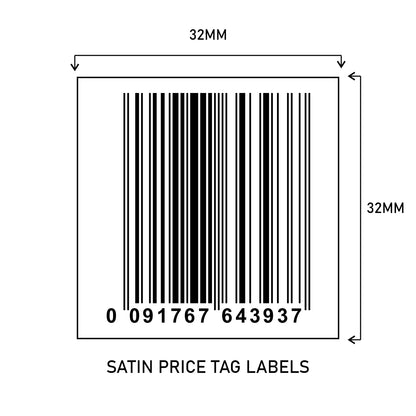 32mm (W) x 32mm (H) Printed Satin Price Tag Barcode Labels