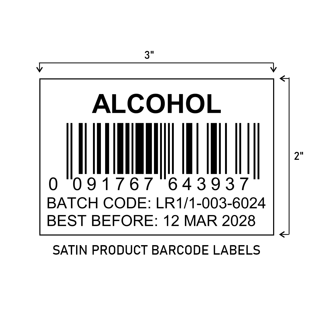 3" (W)  x 2" (H) Printed Satin Barcode Labels