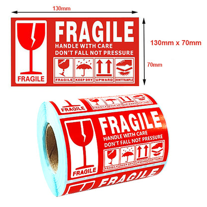 1 Roll Medium FRAGILE, HANDLE WITH CARE, KEEP DRY Sticker 130mm x 70mm 500 Pcs