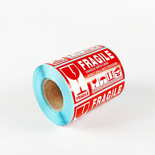 1 Roll Medium FRAGILE, HANDLE WITH CARE, KEEP DRY Sticker 130mm x 70mm 500 Pcs