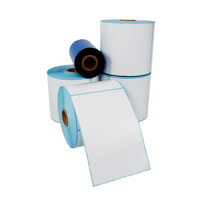 4" (W)  x 6" (H) Plain White Satin Barcode Labels