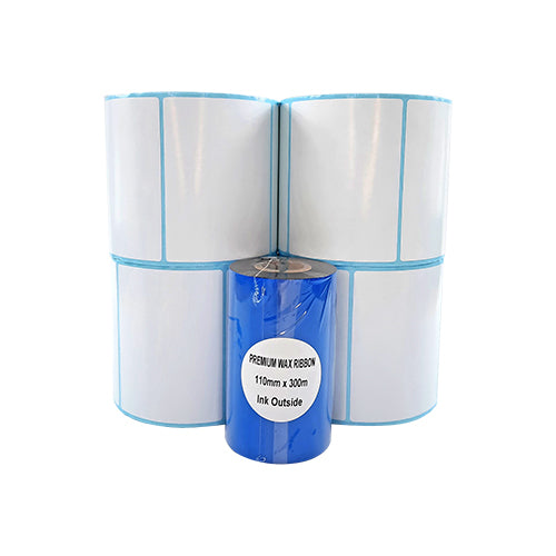 4" (W)  x 2.5" (H) Plain White Satin Barcode Labels