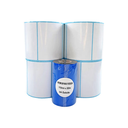 4" (W)  x 2.5" (H) Plain White Satin Barcode Labels