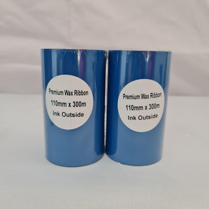 110mm x 300M Premium Wax Thermal Barcode Ribbon Face Out